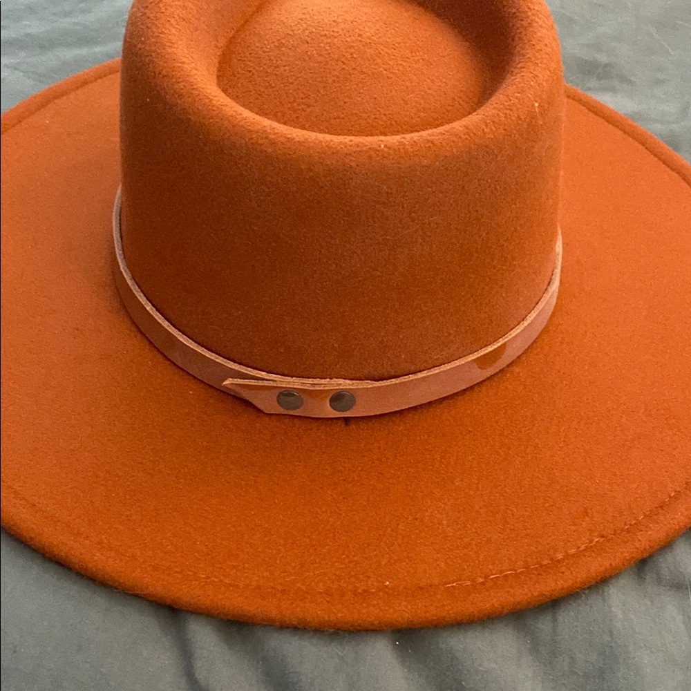Stylish Orange Fedora Hat - Picture 3 of 4